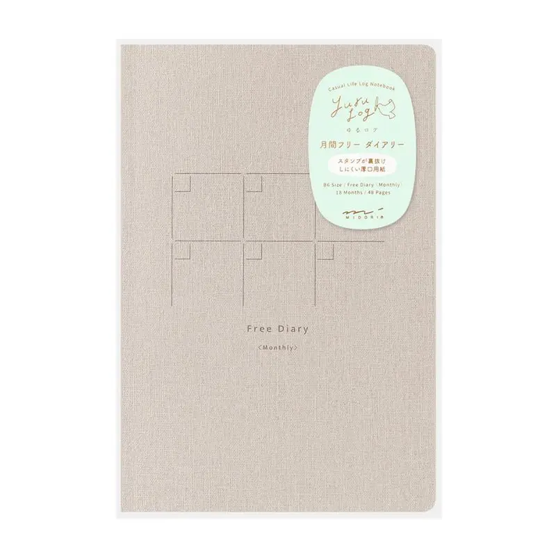Yuru Log Notebook B6 - Free Diary Monthly 18 månader