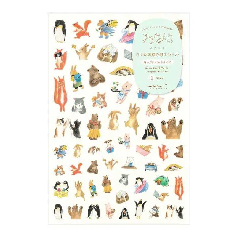 Yuru Log Sticker 1 ark - Animals