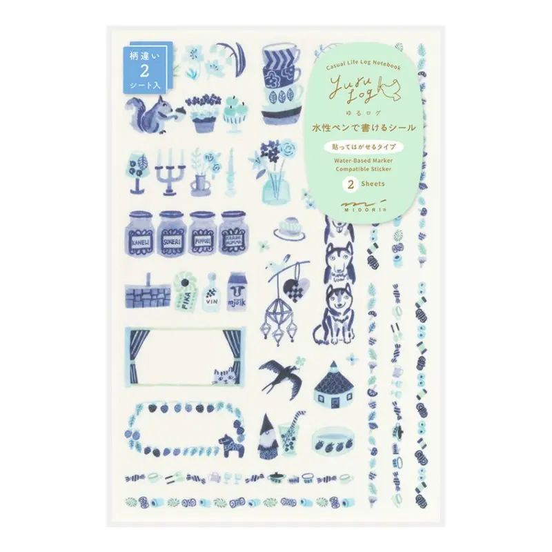 Yuru Log Sticker 2 ark - Blue Nordic