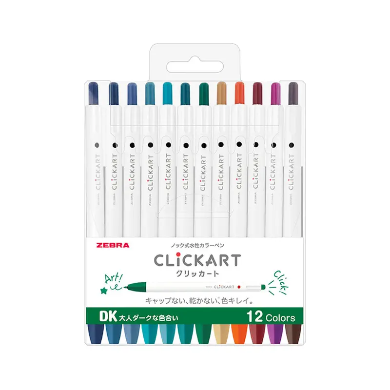 Zebra Clickart Retractable Marker 12-color set - Dark