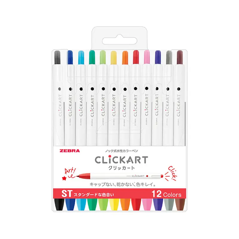 Zebra Clickart Retractable Marker 12-color set - Standard