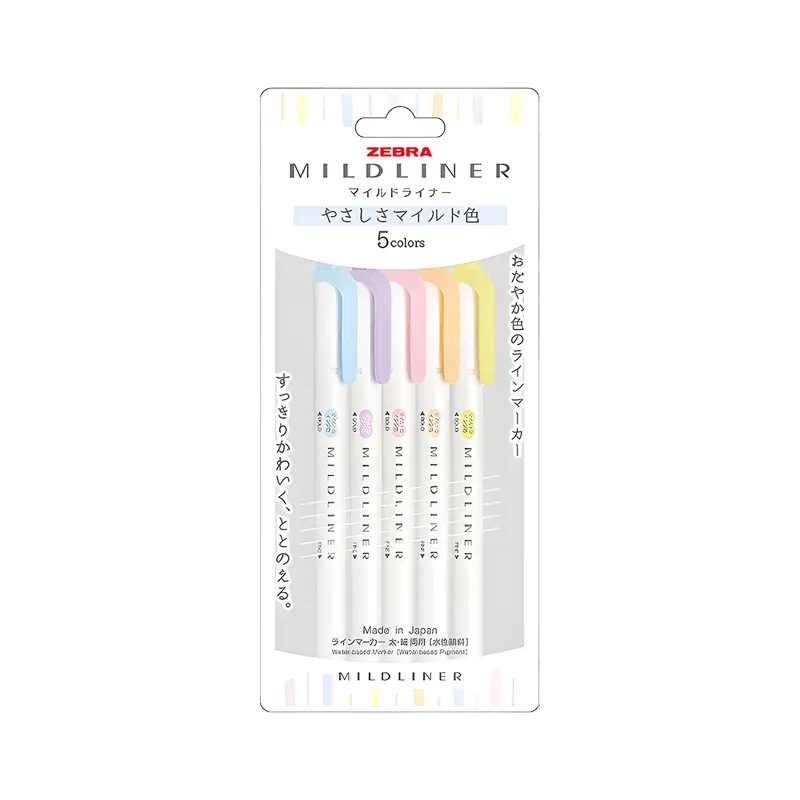 Zebra Mildliner Highlighter Set of 5 - Gentle Mild Colors