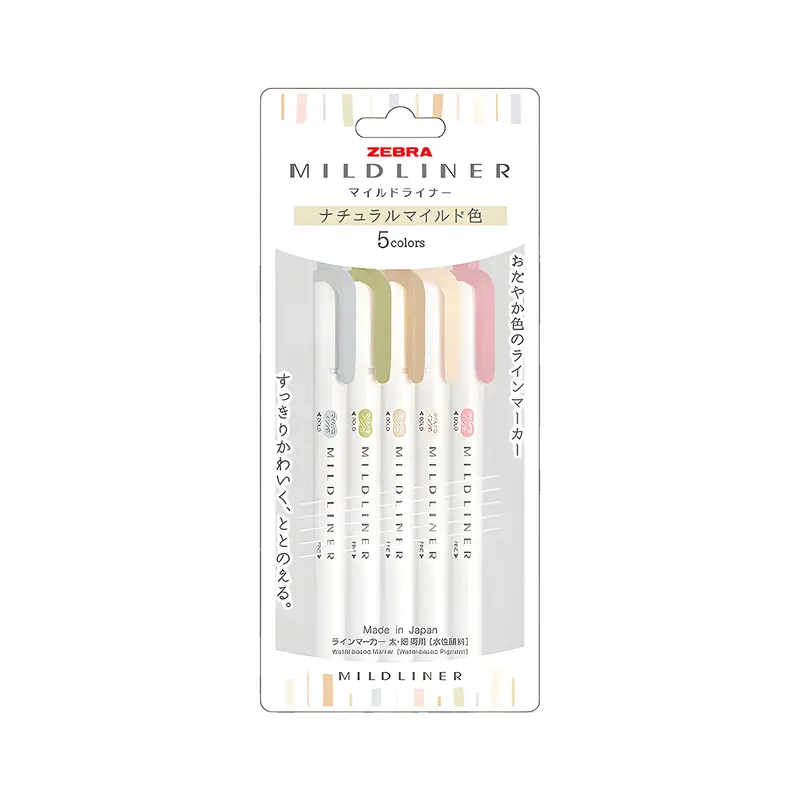 Zebra Mildliner Highlighter Set of 5 - Natural Mild Colors
