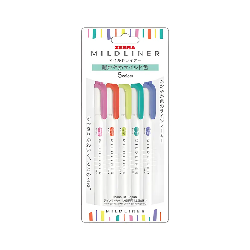 Zebra Mildliner Highlighter Set of 5 - Sunny Mild Colors