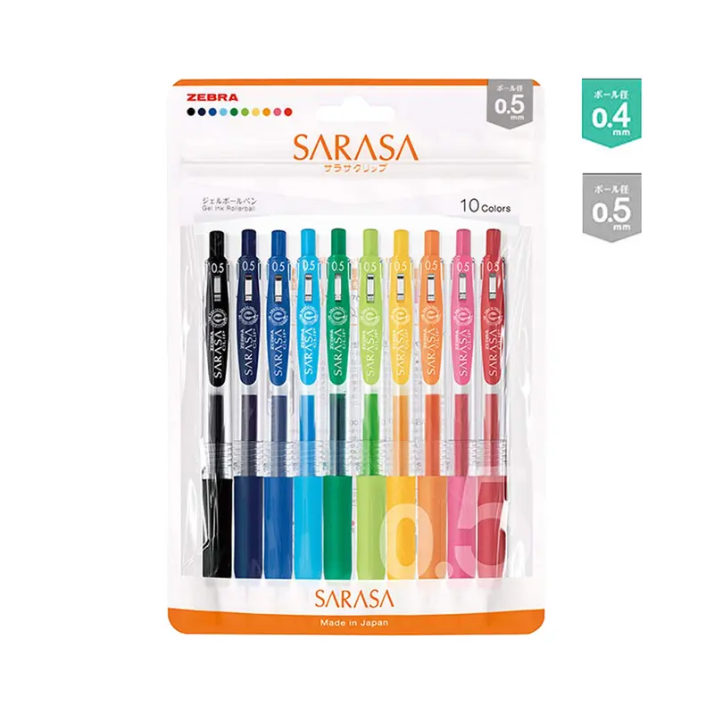 Zebra Sarasa Clip Gel Pen 10-color Set 0.4mm/0.5mm