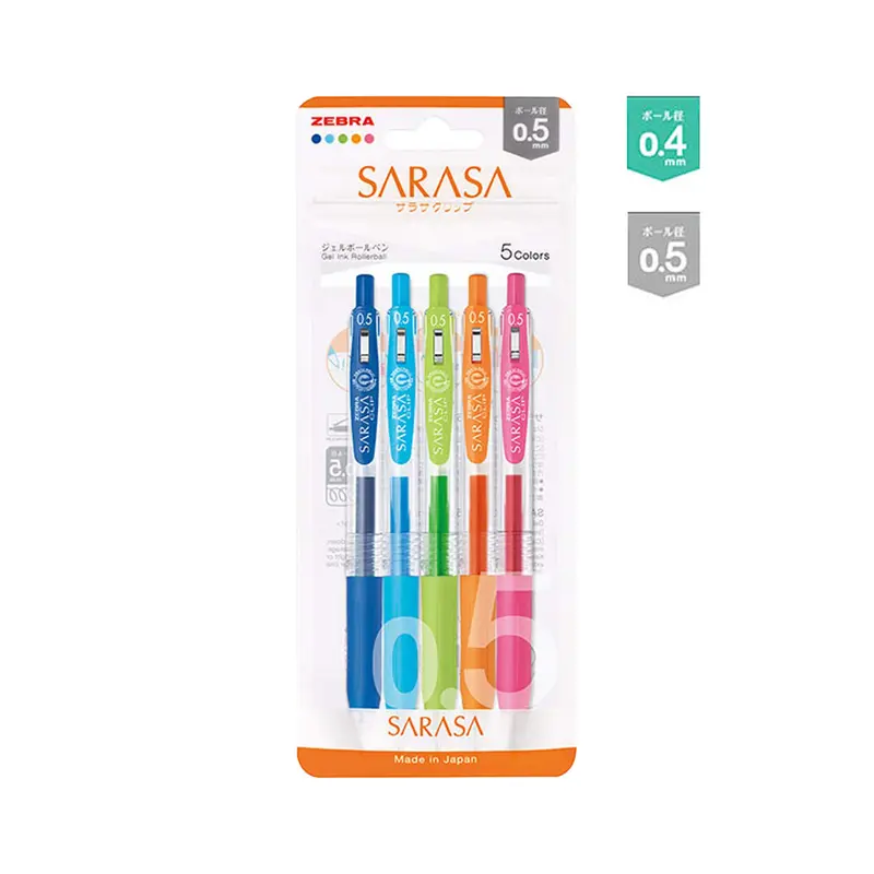 Zebra Sarasa Clip Gel Pen 5-color Set 0.4mm/0.5mm