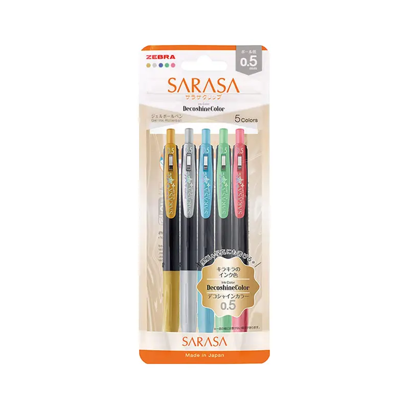 Zebra Sarasa Clip Gel Pen Decoshine Colors Set of 5