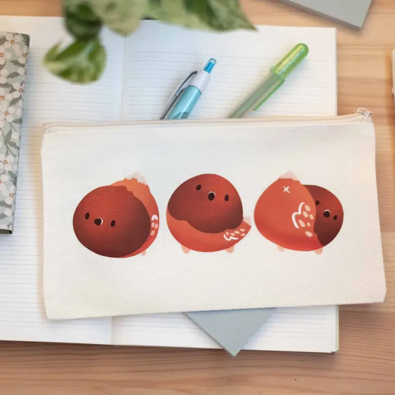 Zip pouch - Round brown pigeons